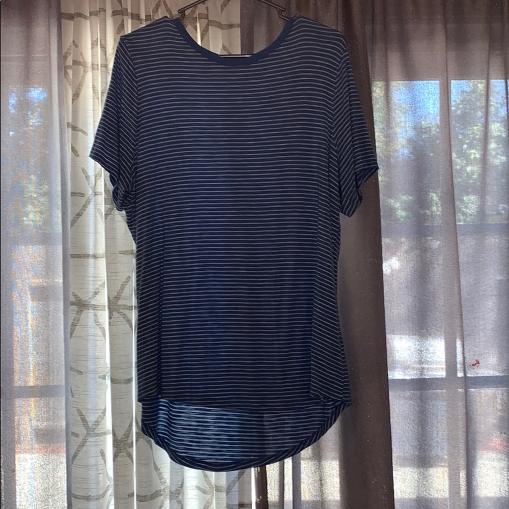 Blue and white striped old navy shirt